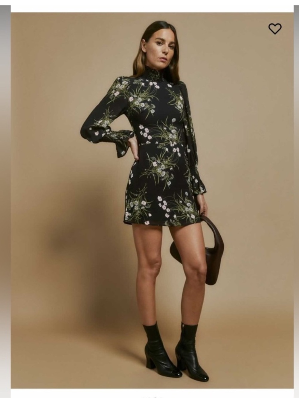 Reformation Archie Black Long Sleeve Dress in Veuve Floral Size 6